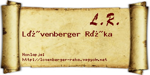 Lövenberger Réka névjegykártya